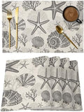 Placemats Set of 8, Grey Coastal Summer Woven Placemat, Linen Place
