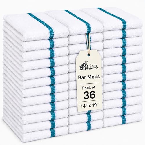 Bar Mops Pack of 36 (14" x 19") - 100% Cotton Cleaning Rags for