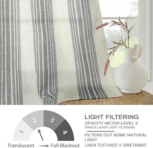 DriftAway Farmhouse Curtains for Living Room Vertical Striped Linen