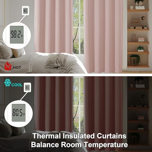Simplebrand Ava Blush Extra Long Blackout Curtains 108 Inches Long 2