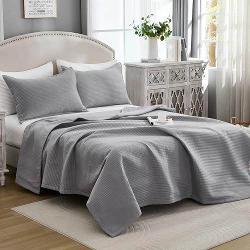 Stripe Quilted Duvet Cover Set, Soft Lightweight Coverlet, 3 Pieces