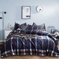 Houseri Navy Blue Plaid Comforter Sets Twin for Boys Deep Blue Buffalo
