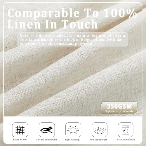 Linen Curtains 96 inch Length,Thick Linen Curtain 2 Panels Set for