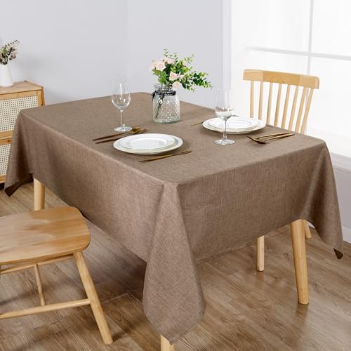 Hiasan Faux Linen Rectangle Tablecloth 52 x 70 Inch for Dining Room