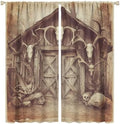 Minimalist Wooden Blackout Window Curtain Panels, Brown Antler Rod