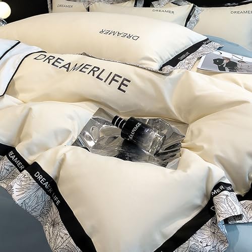 Cotton Duvet Cover Queen Size Wide Brim Set Elegant Embroidery Cotton
