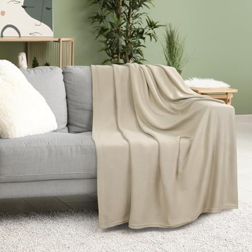 Utopia Bedding Soft Jersey Knit Blanket Camel Queen (90x90 Inches)