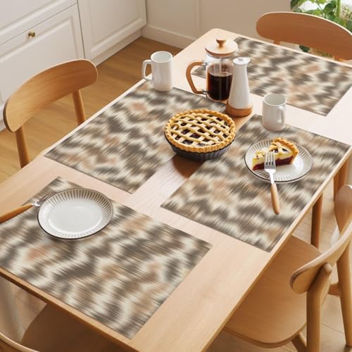 Round Placemats Set of 8 Minimalist Taupe Waves Place Mats Cottagecore