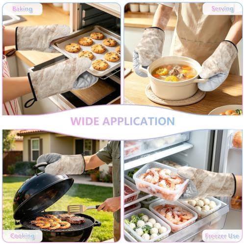 Beige Marble Oven Mitts Heat Resistant 2 Pack Pot Holders Kitchen