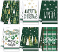 Oudain 6 Pcs Christmas Kitchen Towels Green Plaid Xmas Tree Tea