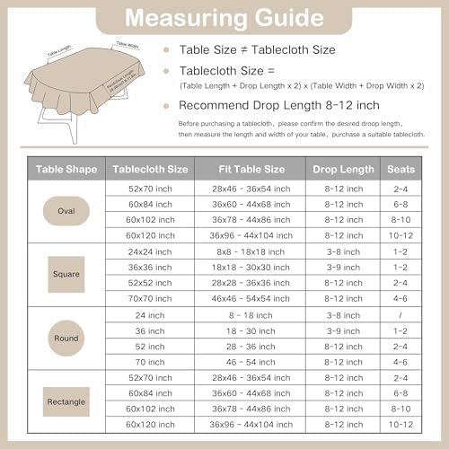 Wolkemer Oval Tablecloth 60 x 102 Inch Washable Fabric Table Cloth