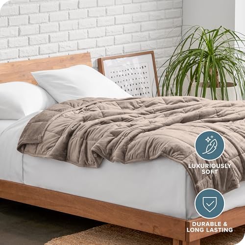 Bare Home Minky Fleece Weighted Blanket (Taupe, 60"x80" 17lbs)