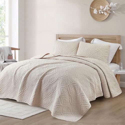 Exclusivo Mezcla King Quilt Set, Beige Cream