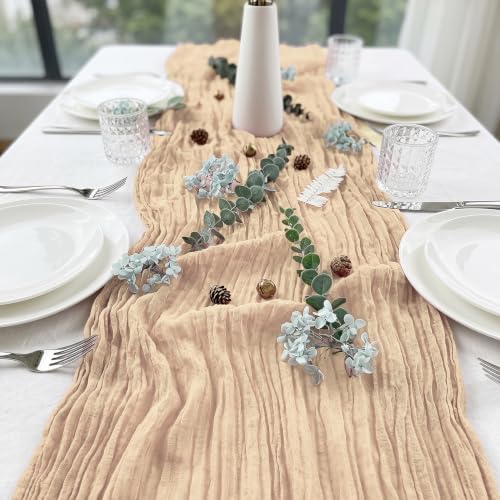 12 Pack Cheesecloth Table Runner Beige 17x108 Inch Rustic Gauze Cheese