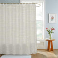 Shower Curtain Bathroom Set Beige Linen Texture Waterproof Fabric