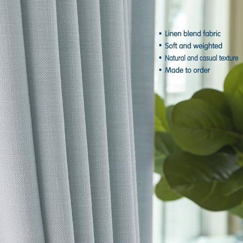 LETAU Pinch Pleated Linen Light Grey Curtains 120 inches Long,Extra