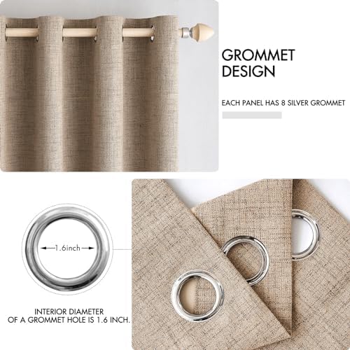MIULEE 100% Blackout Linen Curtains for Bedroom 52x96 Inches Copper