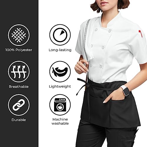 Avalon Kitchen Server Aprons with 3 Pockets – 100% Polyester Waist