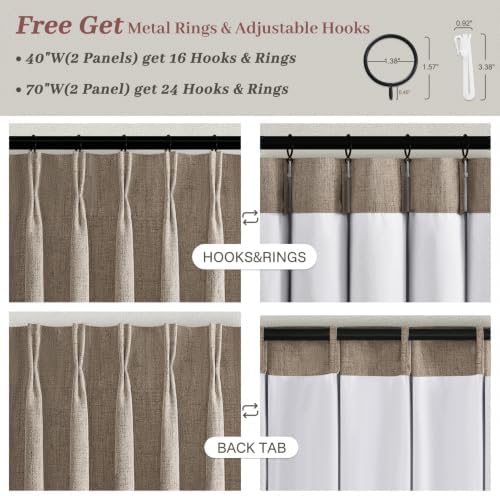120 Inch Extra Long Pinch Pleat Blackout Heavy Linen