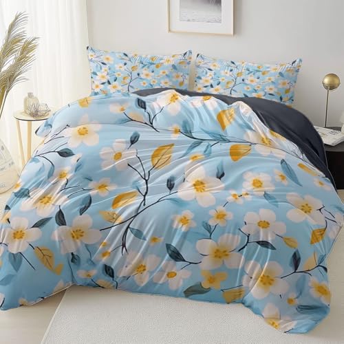 Duvet Cover King, Reversible Printed Comforter Cover Set Watercolor
