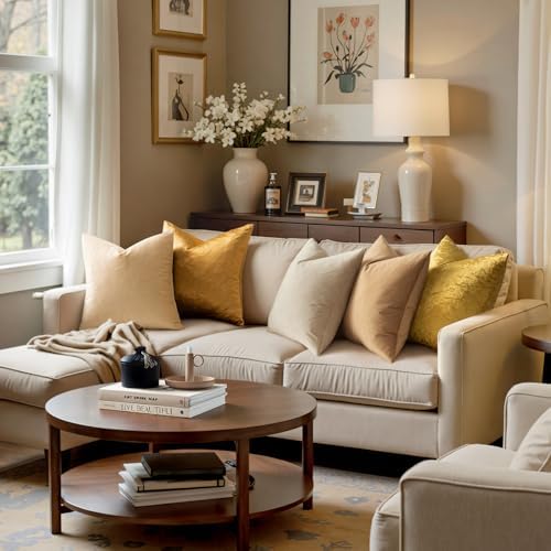 MIULEE Velvet Throw Pillow Covers 20x20 Inch Pack of 2 Dark Gold