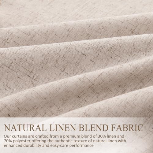 144 Inch Extra Long 100% Blackout Linen Pinch Pleated Curtain Oatmeal