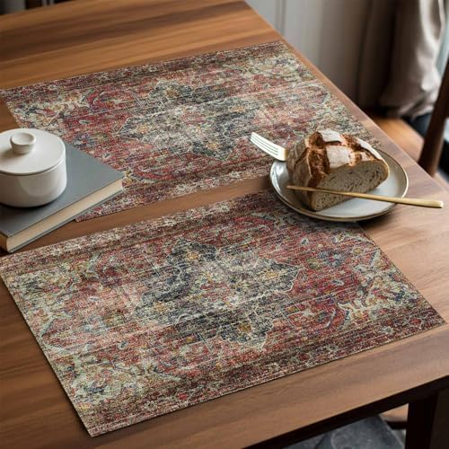 Placemats Set of 8, Boho Vintage Woven Placemat, Linen Place Mats for
