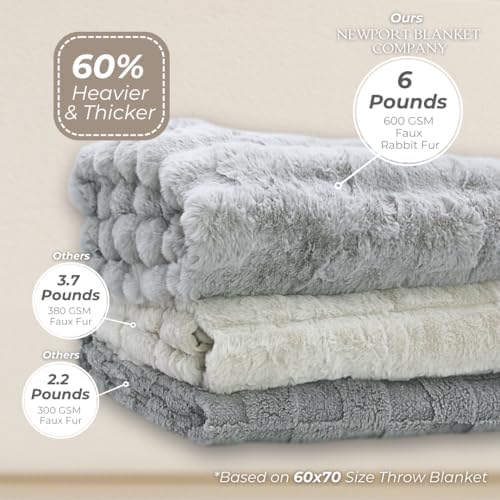 The Southampton Blanket - Faux Rabbit Fur Basketweave Throw Blanket