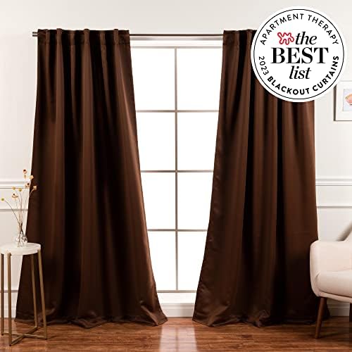 Home Fashion Set of 2 Panels Back Tab Rod Pocket 52x72 Chocolate