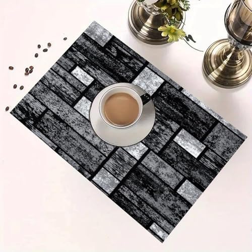 Abstract Gray Placemats Non-Slip Heat Resistant Flax Table Mats