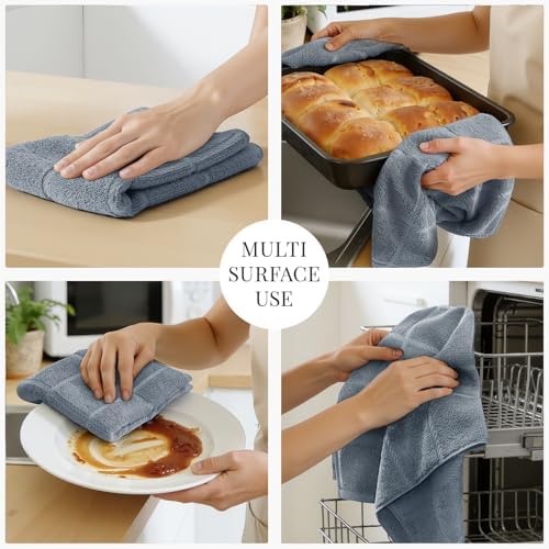 Homaxy 100% Cotton Kitchen Towels 18"x28", 4 Pack Dish Towels, Grey
