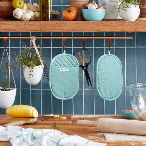 KITCHENAID Asteroid Pot Holder 2-Pack Set, Mineral Water, 6.5"x10"