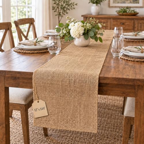 Sedona Designz 100% Natural Burlap Table Runner – Rustic Jute Runner
