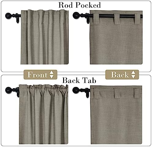 cololeaf Linen Curtains Natural 63 inches Long Neutral Drapes Rod