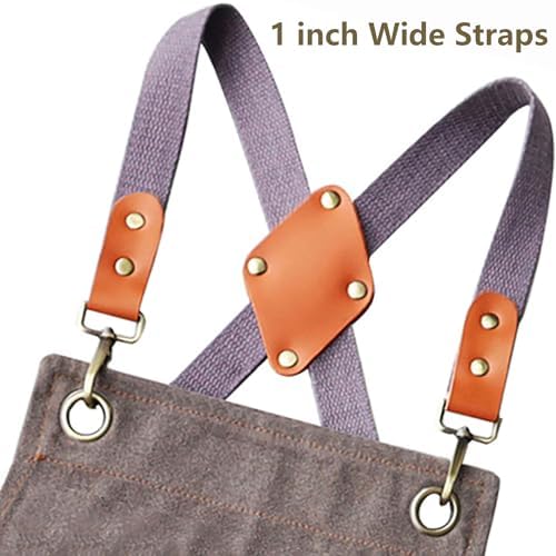AFUN Work Aprons for Men with Large Pockets, Cotton Canvas Cross Back
