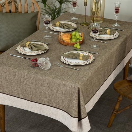 GLORY SEASON Solid Bordered Retro Tablecloths Classic Textured Table
