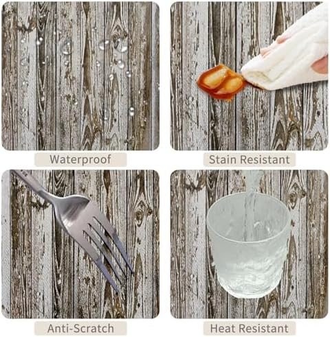 70x70inches Retro Wooden Square Tablecloth Rustic Vintage Grey Wood