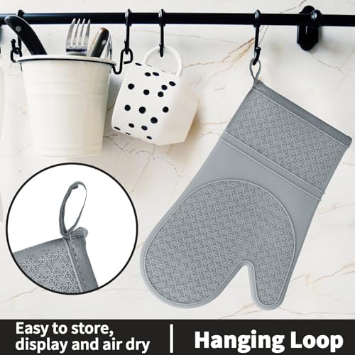 Silicone Oven Mitts, Heat Resistant 500F Kitchen Mitts 2PCS, 11.6"
