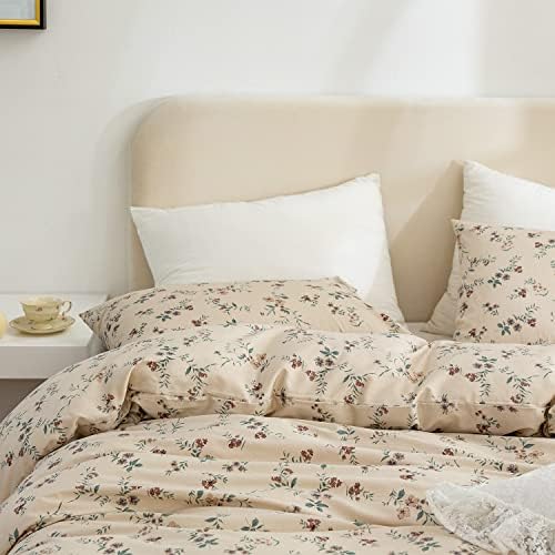 Floral Duvet Covers Queen Soft Cotton 3 Pieces Bedding Set Garden