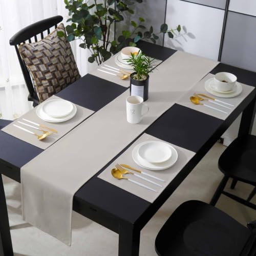 Solid Light Greige Table Runner and Placemats Set of 4 Classic