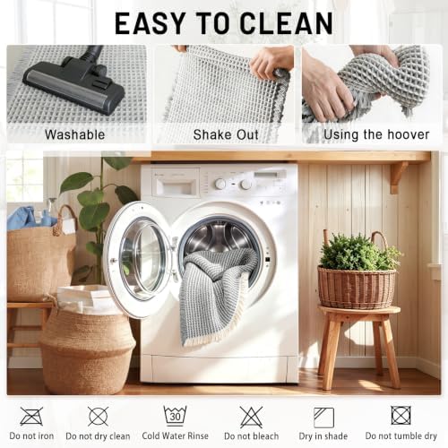 Waffle Bath Mat, 2x6 ft Super Absorbent Bathroom Rug Non Slip Bathroom