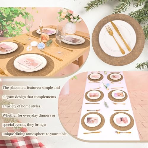 Round Placemats Set of 6, Faux Leather Heat Resistant Table Mats