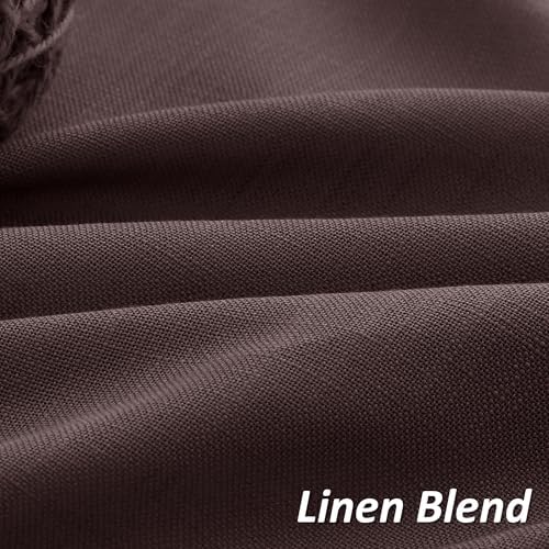 Guken Linen Curtains 96 Inch Long for Living Room Rod Pocket Coffee