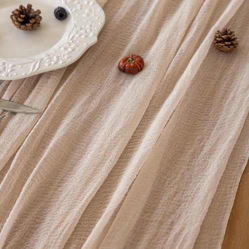 10Pcs Light Beige Cheesecloth Table Runner 120 Inches for Party Home