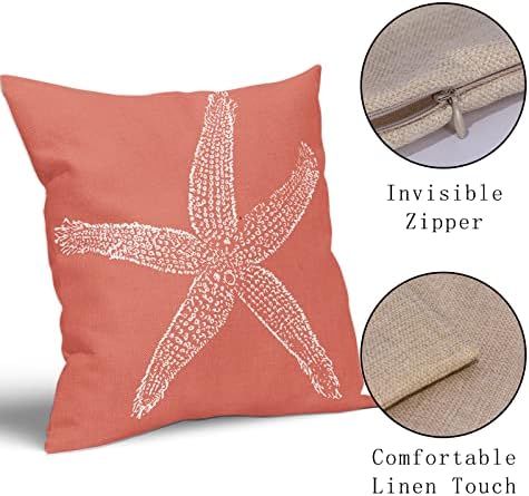 Coastal Coral Pillow Covers 20x20 Inch Set of 2 Starfish Pillowscase