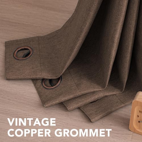 H.VERSAILTEX Linen Blackout Curtain 108 Inches Long for Bedroom/Living
