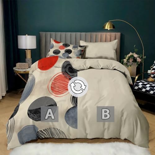 Geometric Abstract Circles Lines Duvet Cover King, Printed Bedding Set