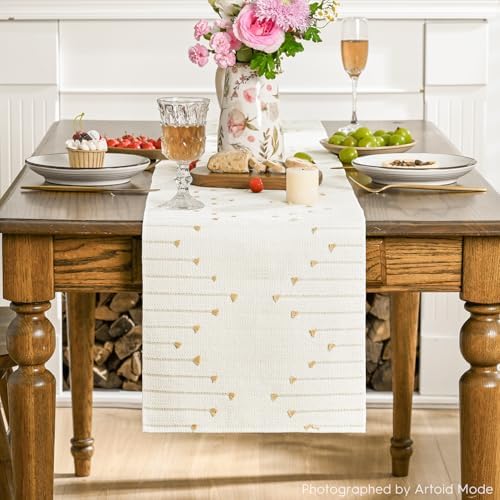 Artoid Mode Burlap Brown Boho Table Runner for Farmhouse Rustic