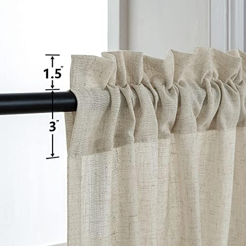 Mrs.Naturall 72 Inch Length Linen Sheer Curtains for Living Room, Rod