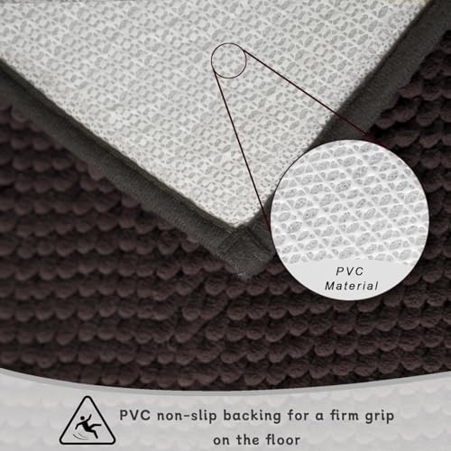 Bathroom Rugs Set Non Slip 3 Piece Bath Mat Washable Chenille Bath